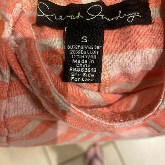 Crochet Back Size Small Tank Top Boho Coral & Peach Striped Lightweight Knit - Picture 3 of 3